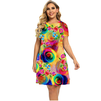 Robe imprimée 3D Flower Power pour femmes