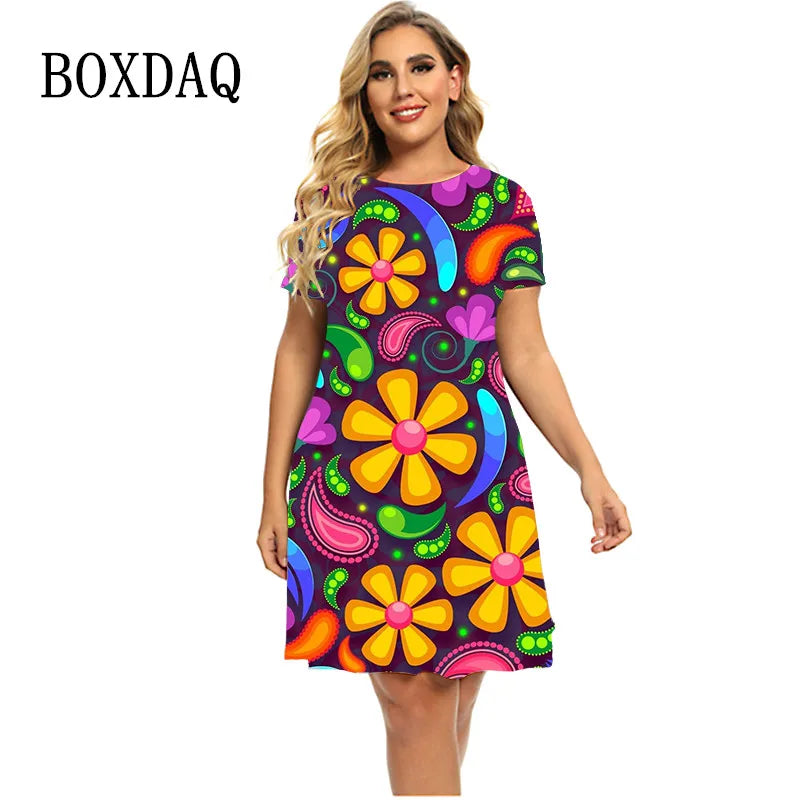 Robe imprimée 3D Flower Power pour femmes