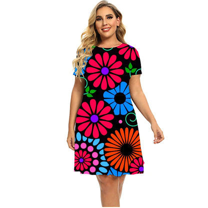 Robe imprimée 3D Flower Power pour femmes