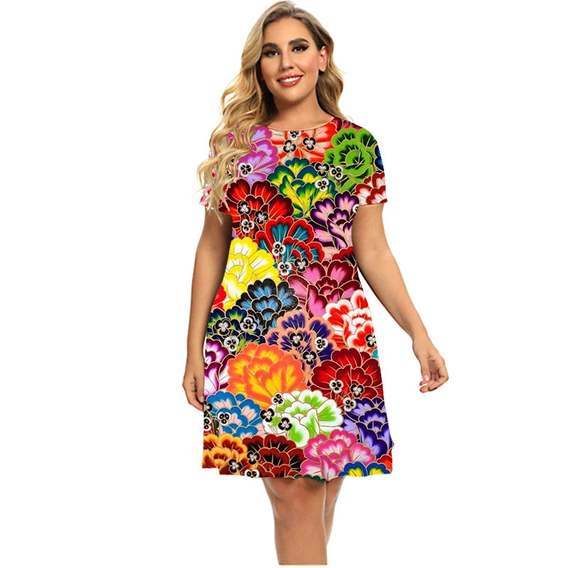 Robe imprimée 3D Flower Power pour femmes